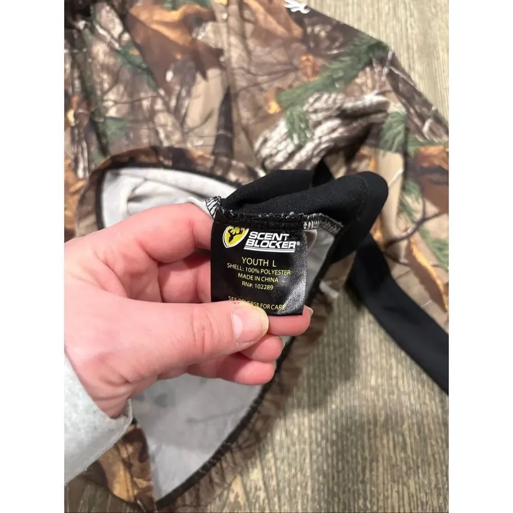 Scent Blocker Youth Boys Realtree Hunting Shirt Long Sleeve Camo Brown Size L
